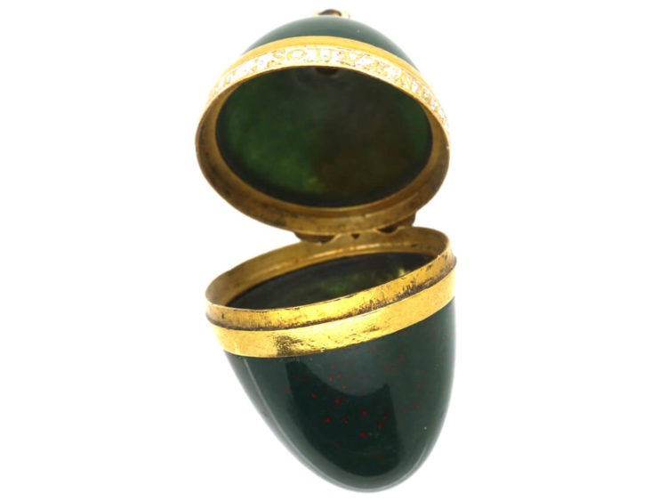 Georgian 18ct Gold, Enamel & Bloodstone Opening Bomboniere Pendant