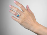 Regency 15ct Gold Forget Me Not Ring set with Turquoise & Ruby