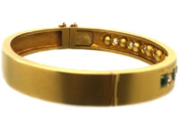 Victorian 18ct Gold Emerald & Diamond Bangle