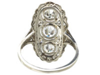 Art Deco Platinum Large Oval Diamond Cluster Ring