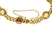 French 18ct Gold Belle Epoque Gem Set Curb Bracelet