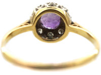 18ct Gold, Amethyst & Diamond Cluster Ring