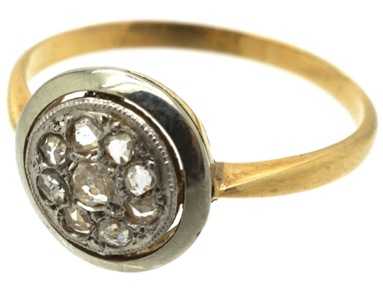 Art Deco 18ct Gold & Platinum Cluster Ring