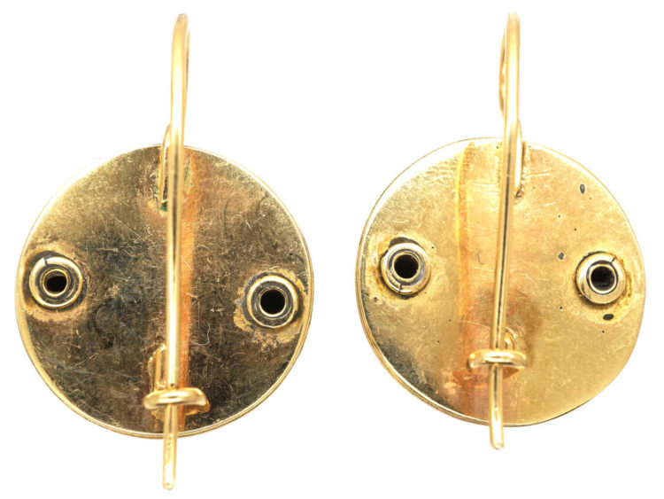 19th Century 18ct Gold & Enamel Bull & Matador Earrings