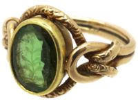 Victorian 15ct Gold & Tourmaline Ornate Signet Ring
