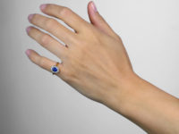 Edwardian 18ct Gold & Platinum, Sapphire & Diamond Oval Cluster Ring