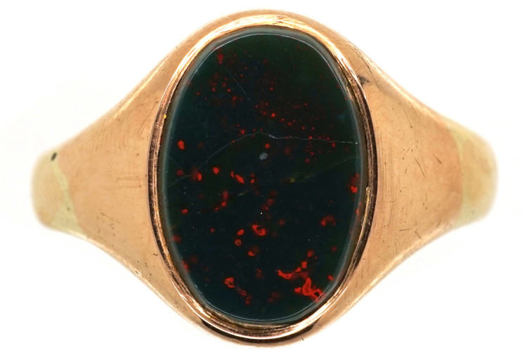 9ct Gold & Oval Bloodstone Signet Ring