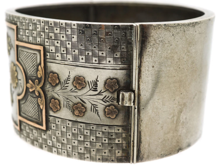 Victorian Silver & Two Colour Gold Overlay Bangle