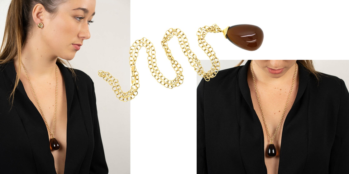 Tiffany 18ct Gold & Citrine Pendant on 18ct Gold Tiffany Chain Designed by Paloma Picasso