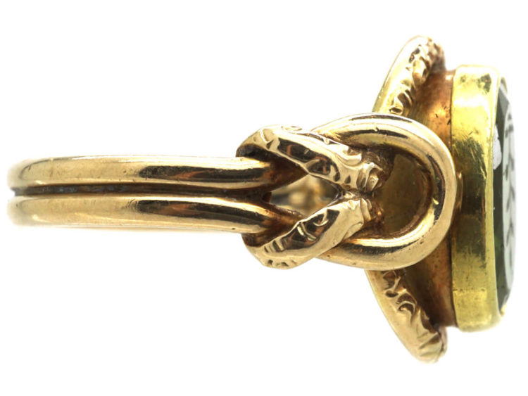 Victorian 15ct Gold & Tourmaline Ornate Signet Ring