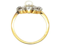 Edwardian 14ct Gold & Platinum, Pearl & Diamond Ring