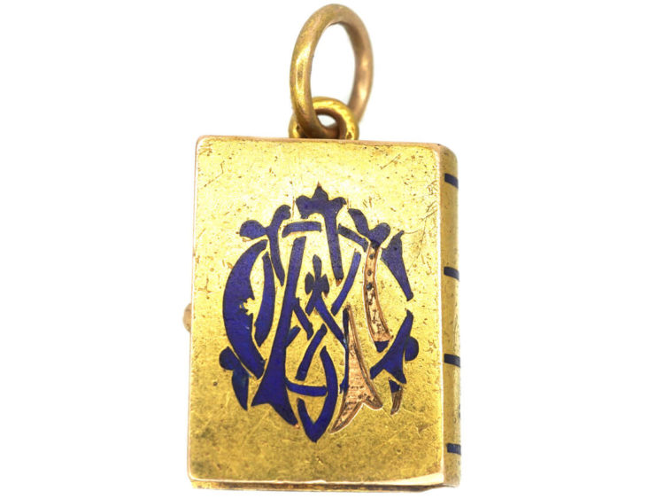 Victorian 18ct Gold & Blue Enamel Stanhope Locket