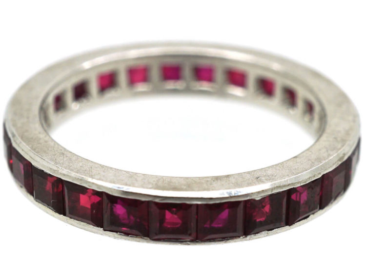Retro 18ct White Gold & Ruby Eternity Ring