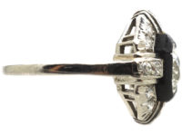 Art Deco Platinum, Diamond & Vulcanite Ring