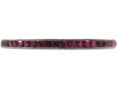 Art Deco Platinum Narrow French Cut Ruby Eternity Ring