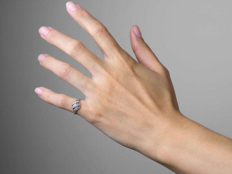 Art Deco Platinum & Diamond Twist Ring