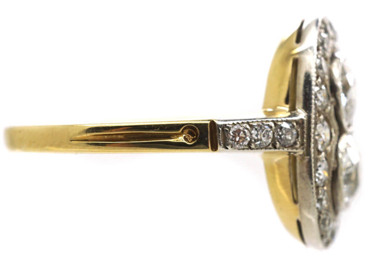 Art Deco 18ct Gold & Platinum Oval Diamond Ring