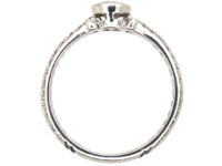 18ct White Gold Solitaire Diamond Ring with Pave Set Diamond Shoulders