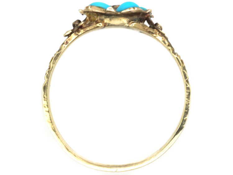 Regency 15ct Gold Forget Me Not Ring set with Turquoise & Ruby