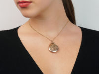 Edwardian 9ct Back & Front Round Locket with Engraved Flowers in Basket