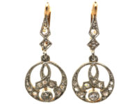 Edwardian 18ct Gold, Platinum & Diamond Drop Earrings