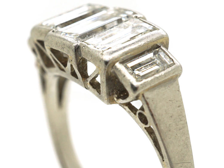 Art Deco Platinum & Five Stone Baguette Diamond Ring