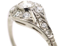 Art Deco Platinum & Diamond Cluster Ring