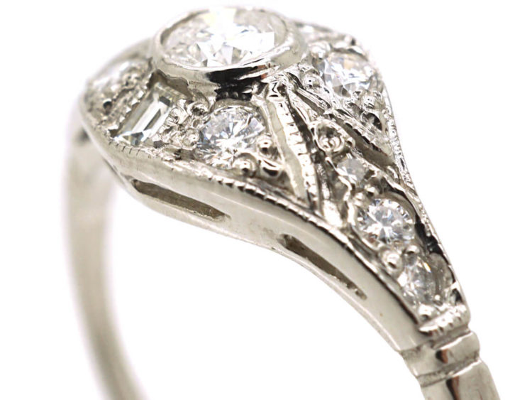 Art Deco Platinum & Diamond Cluster Ring