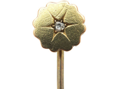 Victorian 15ct Gold & Diamond Star Tie Pin