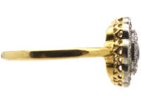 Edwardian 18ct Gold & Platinum Sapphire & Diamond Cluster Ring