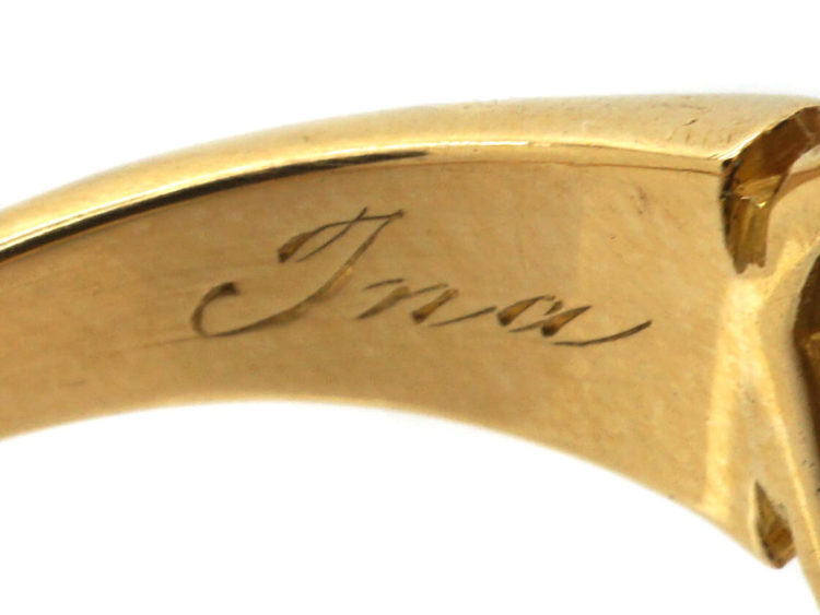 Edwardian 18ct Gold Moonstone & Diamond Heart Shaped Ring by Henry Barnett Joseph
