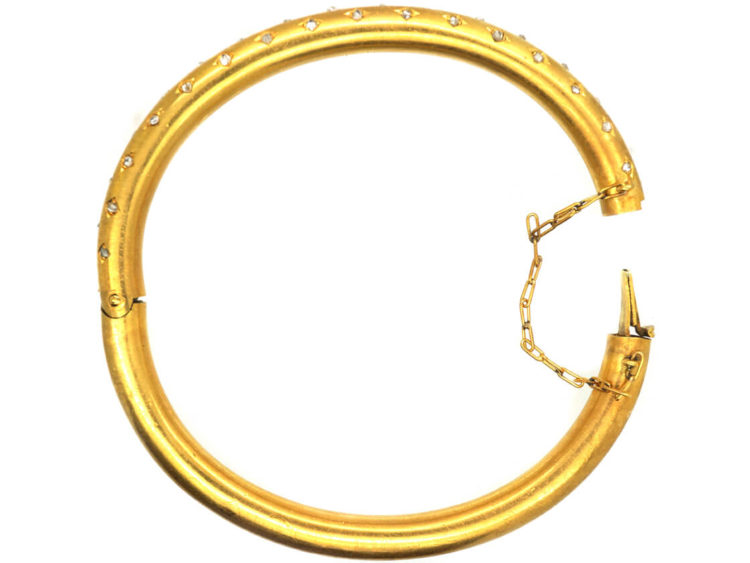 Edwardian 18ct Gold & Rose Diamond Bangle