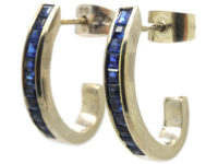 18ct White Gold & Sapphire Half Hoop Earrings