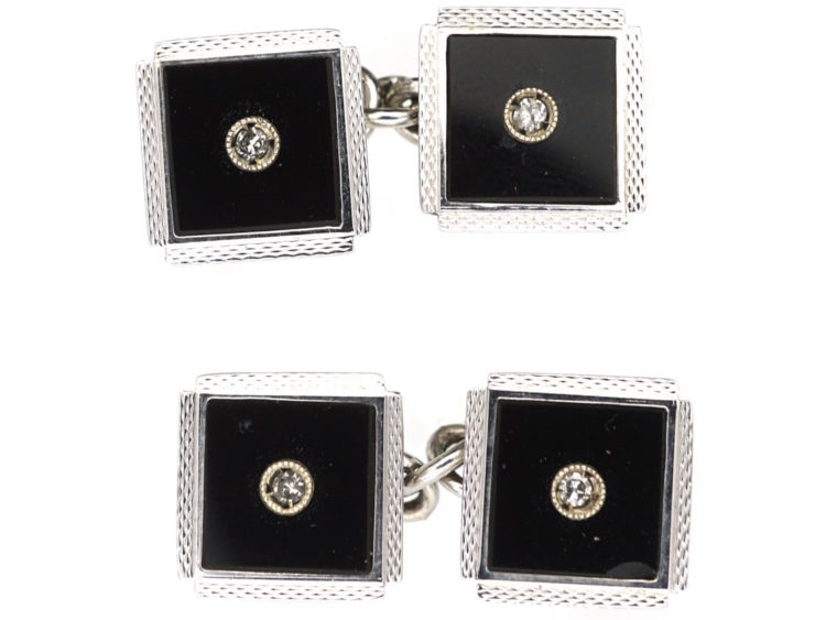 9ct White Gold & Diamond Dress Set in Original Case