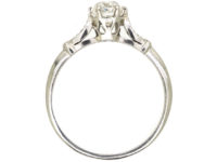 Edwardian Platinum & Diamond Solitaire Ring with Diamond Shoulders