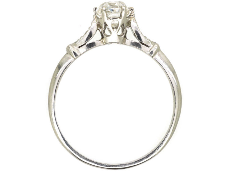 Edwardian Platinum & Diamond Solitaire Ring with Diamond Shoulders