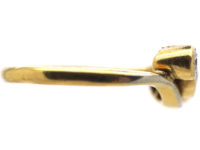 Edwardian 18ct Gold & Platinum, Sapphire & Diamond Crossover Ring