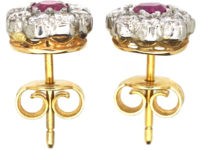Ruby & Diamond Cluster Earrings