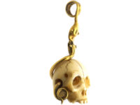 Victorian 18ct Gold & Bone Skull Memento Mori Pendant