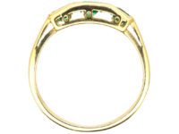 Art Deco 18ct Gold, Emerald & Diamond Ring Three Stone Ring
