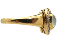 Edwardian 18ct Gold Moonstone & Diamond Heart Shaped Ring by Henry Barnett Joseph