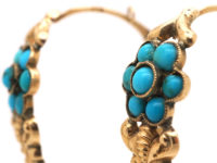 Georgian Gold & Turquoise Poissarde Earrings