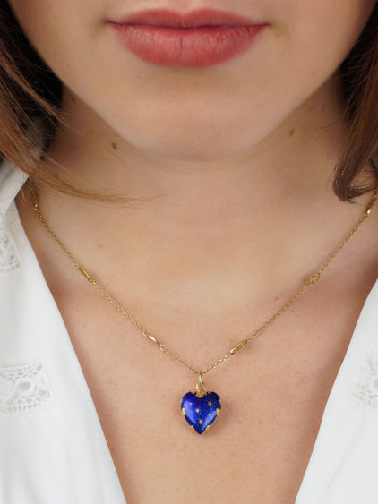 18ct Gold & Blue Enamel Heart Shaped Pendant by Fabergé