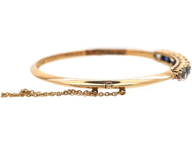 Swedish 18ct Gold Sapphire & Diamond Bangle