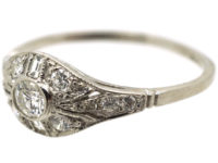 Art Deco Platinum & Diamond Cluster Ring
