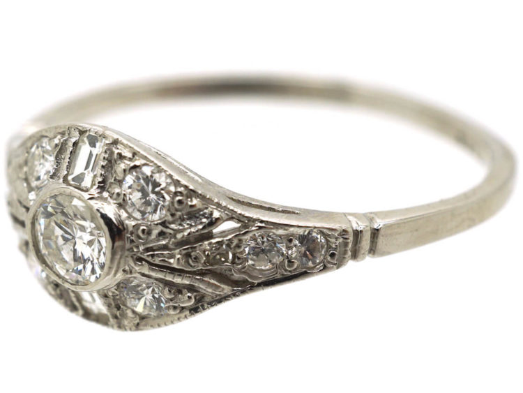 Art Deco Platinum & Diamond Cluster Ring