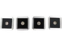 9ct White Gold & Diamond Dress Set in Original Case
