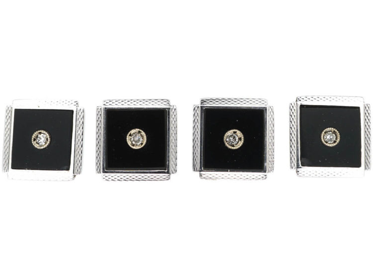 9ct White Gold & Diamond Dress Set in Original Case
