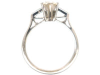 Platinum, Diamond Marquise Ring with Baguette Shoulders