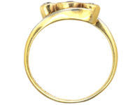 Edwardian 18ct Gold & Platinum, Sapphire & Diamond Crossover Ring